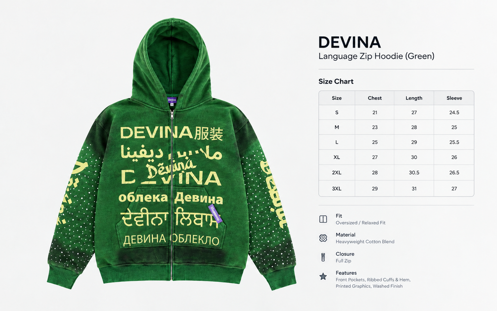 Language Zip Hoodie (Green)