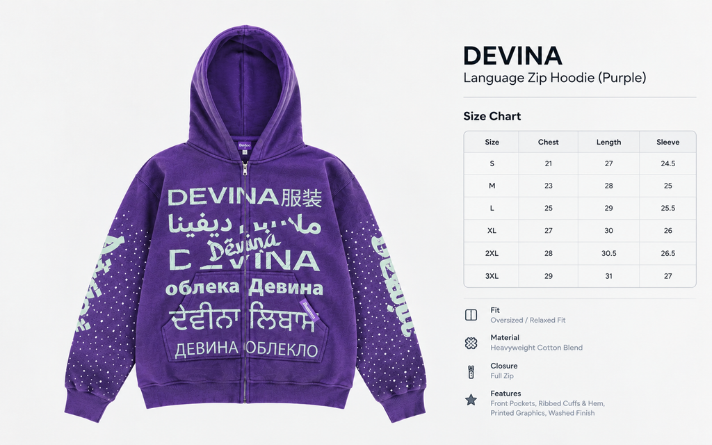 Language Zip Hoodie (Purple)