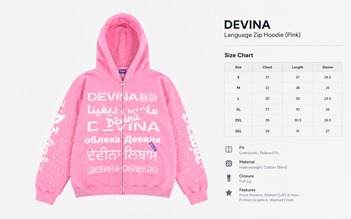 Language Zip Hoodie (Pink)